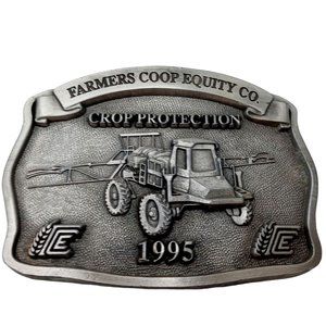 Agriculture Crop Protection Belt Buckle 1995 Farmers Cooperative Kansas Zenda